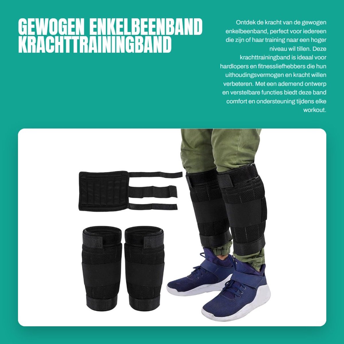 Dailygoods- Enkelbeenband Gewogen - Krachttrainingband - Verstelbaar - Ademend - Duurzaam - Geschikt voor Hardlopen - Gewichtsband