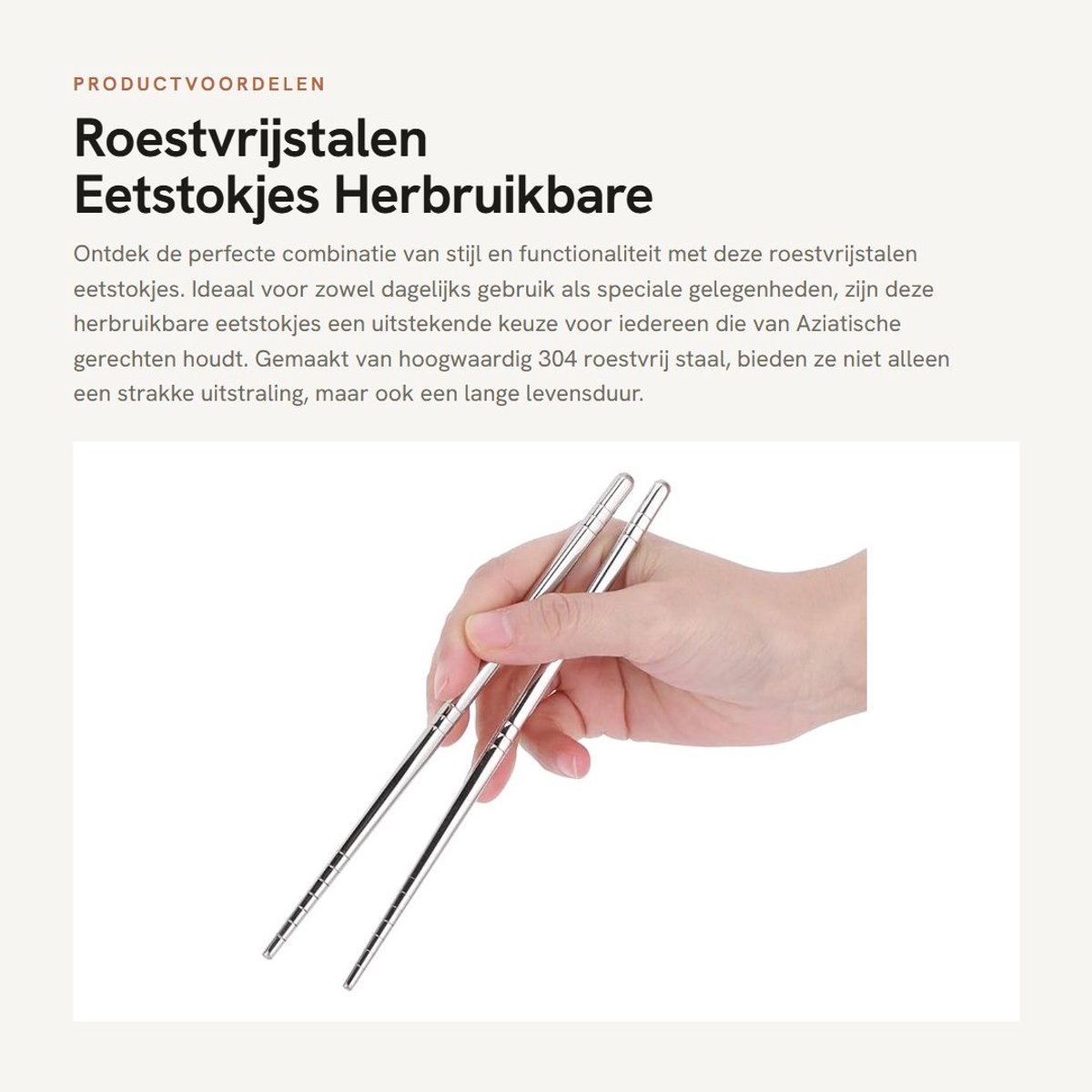 Dailygoods- Eetstokjes Roestvrij Staal 17,5 Cm - Herbruikbare Eetstokjes - Vaatwasmachinebestendig - Duurzaam - Hoogwaardig Materiaal - Perfect voor Koken - Eetgerei