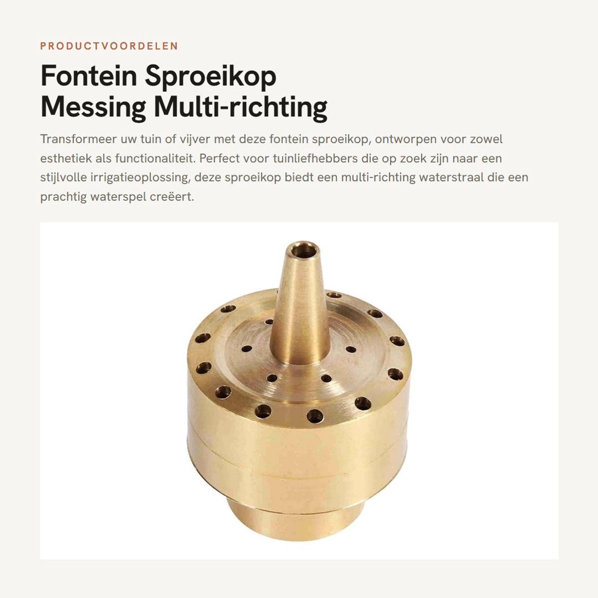 Dailygoods- Sproeikop Messing - Multi-richting Waterstraal - Aansluitgrootte 1/4"/1/2"/3/4" - Voor Vijver en Tuin - Comfortabele Installatie - Poreuze Dispersie-sproeier - Fonteinsproeier