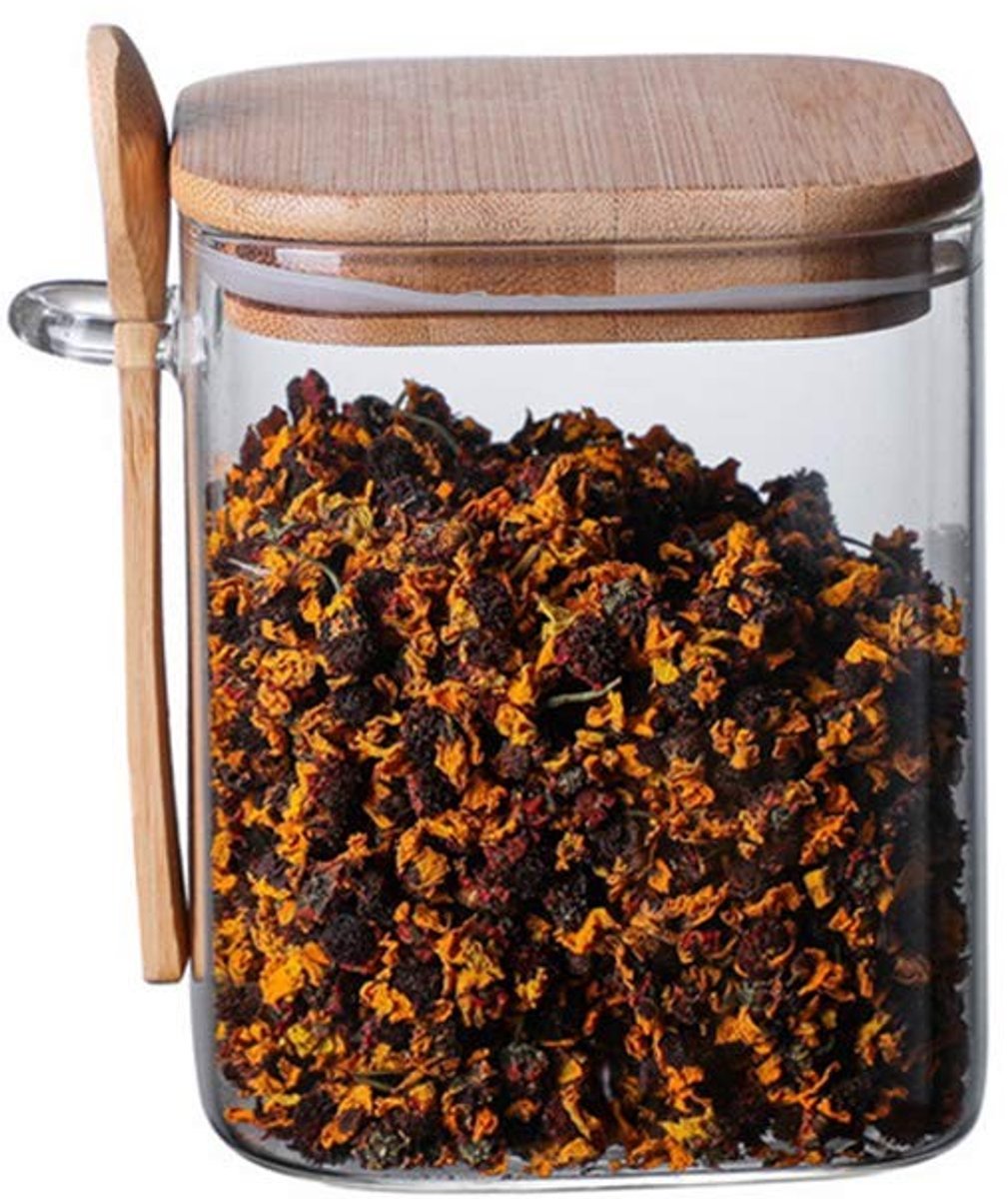 Dailygoods - Glazen voedselopslagpot - Luchtdicht - 1000 ml - Stapelbaar - Ideaal voor thee, kruiden, koffie en koekjes