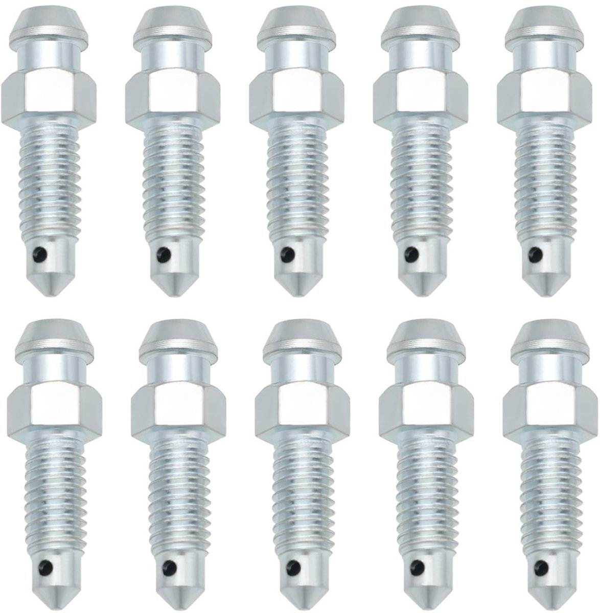 Dailygoods- Remklauw Ontluchtingsnippel M6x1mm - 10 Stuks - Totale Lengte 27,2mm - Zeshoekige Schroefdraad 17mm - Koolstofstaal - Voorkomt Remvloeistof Lekkage - Ontluchtingsschroef