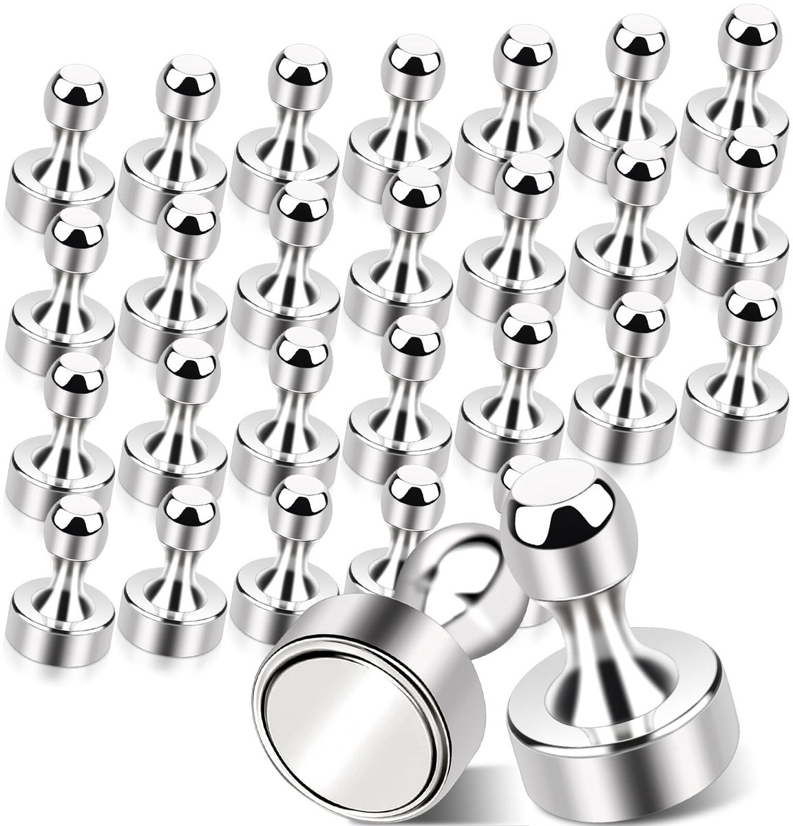 Dailygoods- Neodymium Magneten Extra Sterk - Koelkastmagneten - Magneten voor Magneetbord - Whiteboardmagneten - Prikbord - 28 Stuks - Roestvrij en Duurzaam