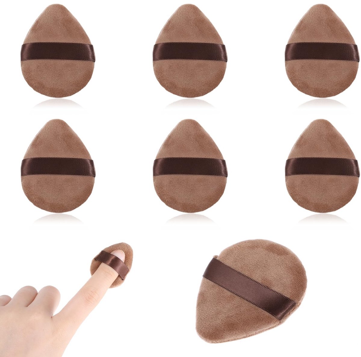 Dailygoods- Poederkwasten Set - 6 Stuks - Zacht Kristalfluweel - Driehoekige/Ronde Kwasten - Huidvriendelijk - Nauwkeurig Aanbrengen - Make-upkwasten