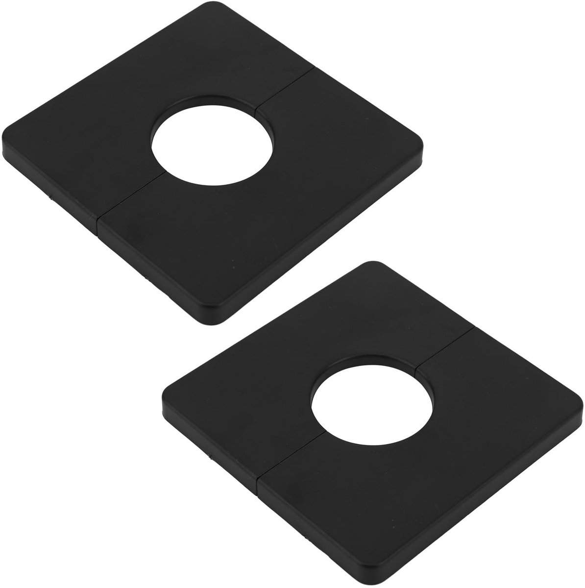 Dailygoods- Muurflens - 2 Stuks - Zelfklevende Afdekplaten - Sanitair - ABS - 8,6 x 8,6 x 0,7 cm - Zwart - Afdekplaat