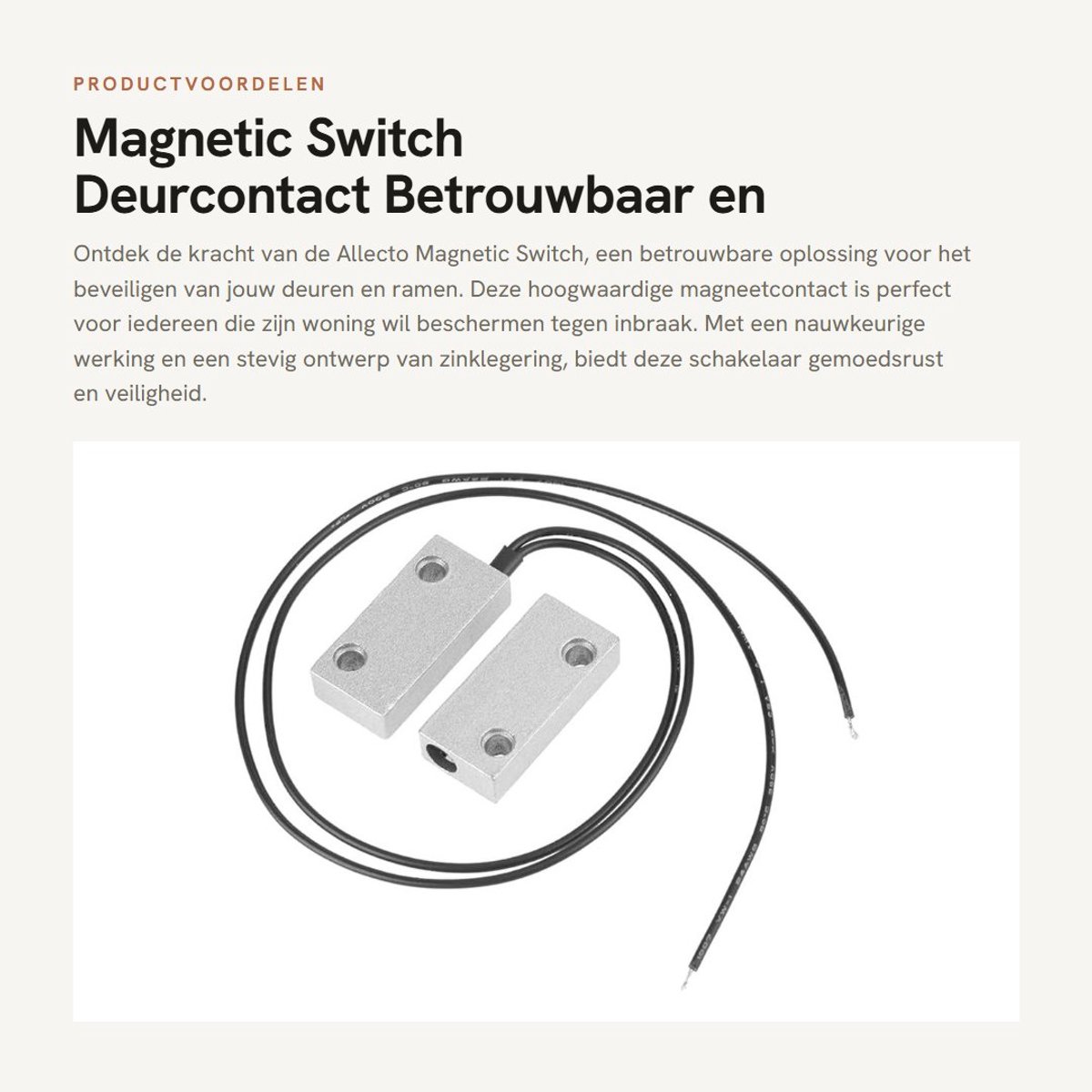 Dailygoods - Magnetic Switch - Deurcontact - Betrouwbaar en duurzaam - Zilver - Beveiligingssysteem - Perfect voor ramen en deuren