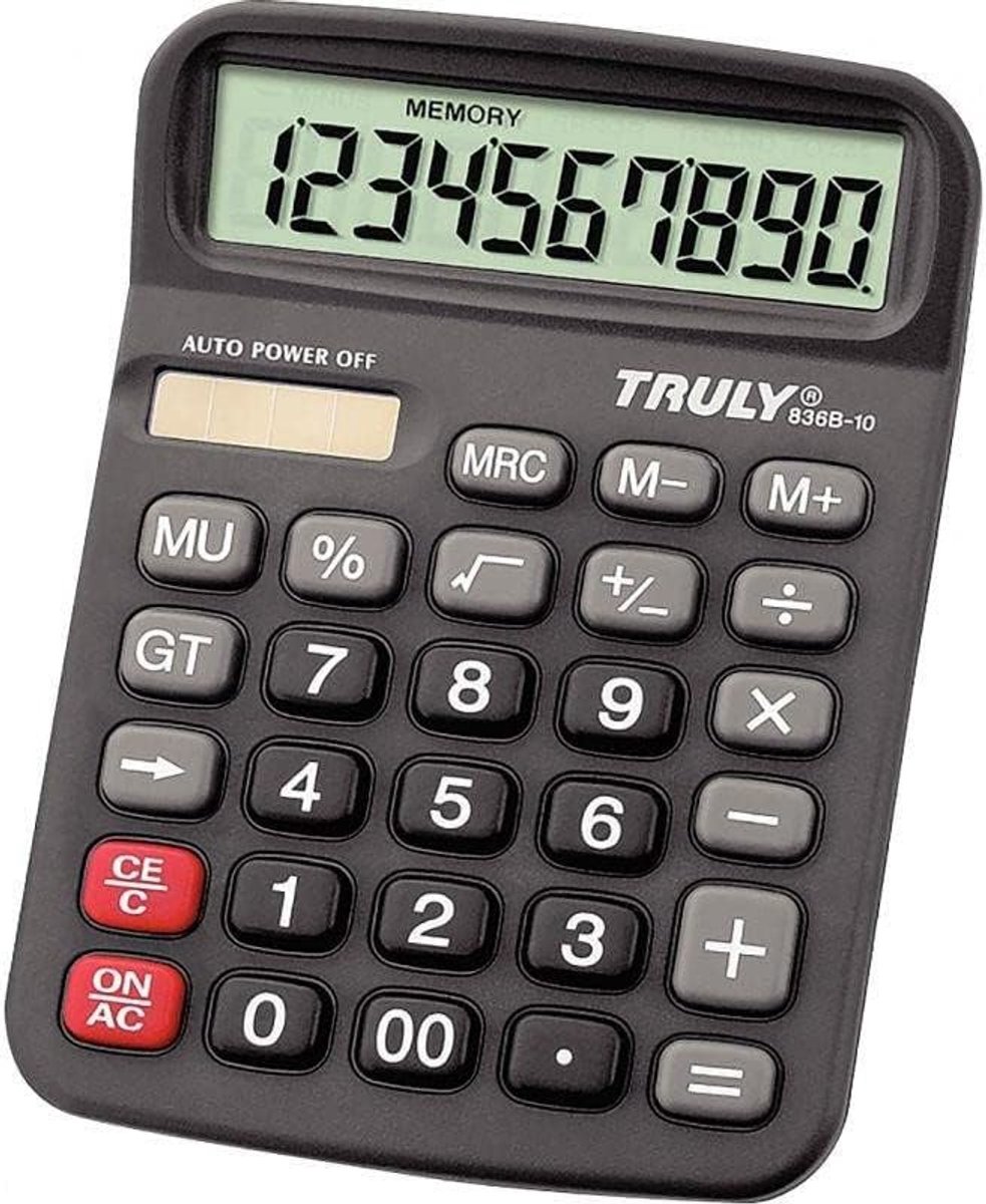 Desktop Rekenmachine - Zakrekenmachine Kantoor - Financiële Berekeningen - 10 Cijfers Geheugen - 93 mm - Zwart