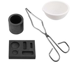 Smeltkroes Set - Metaal Smelten - Hoge Temperaturen - Grafiet Materiaal - 4 Delen - Zilver