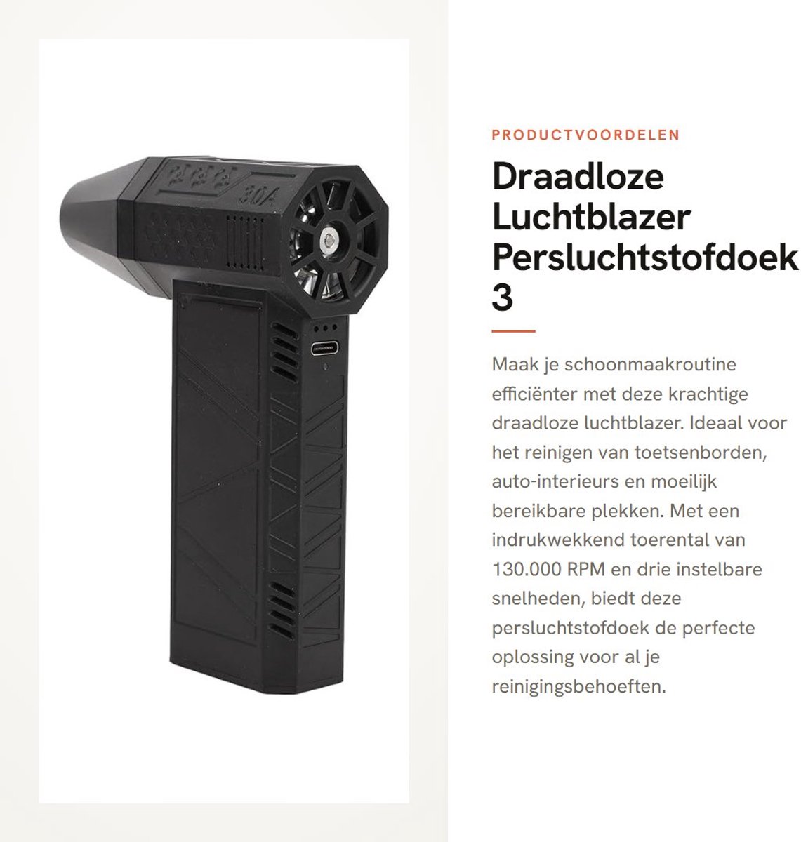 Dailygoods - Draadloze Luchtblazer - Persluchtstofdoek - 3 Versnellingen Instelbaar - Zwart - Elektrische Luchtstofzuiger - Voor Reinigen van Toetsenb...
