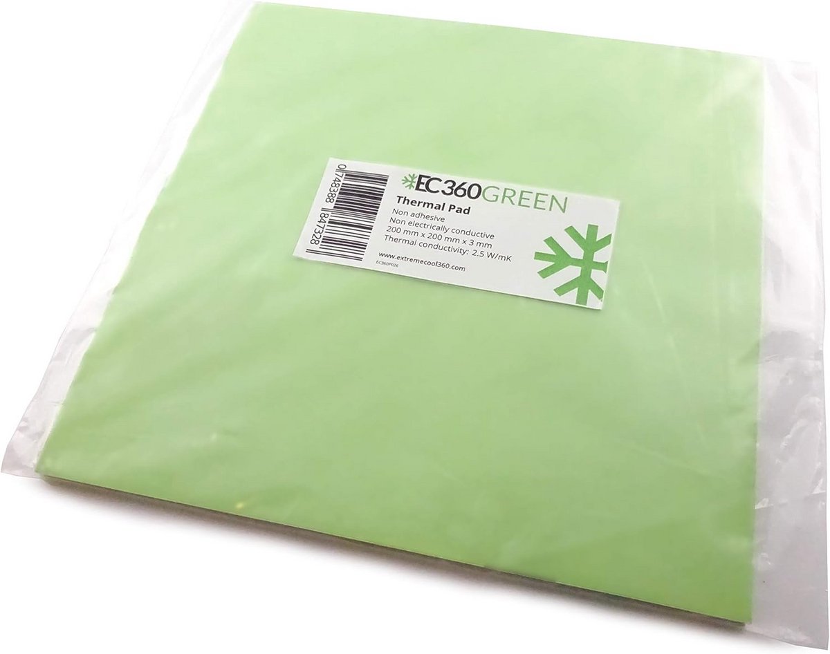 Thermische Pad - Koelpasta Vervanger - Warmteafvoer Componenten - 25 W/mK Geleiding - 200x200x3mm - Groen
