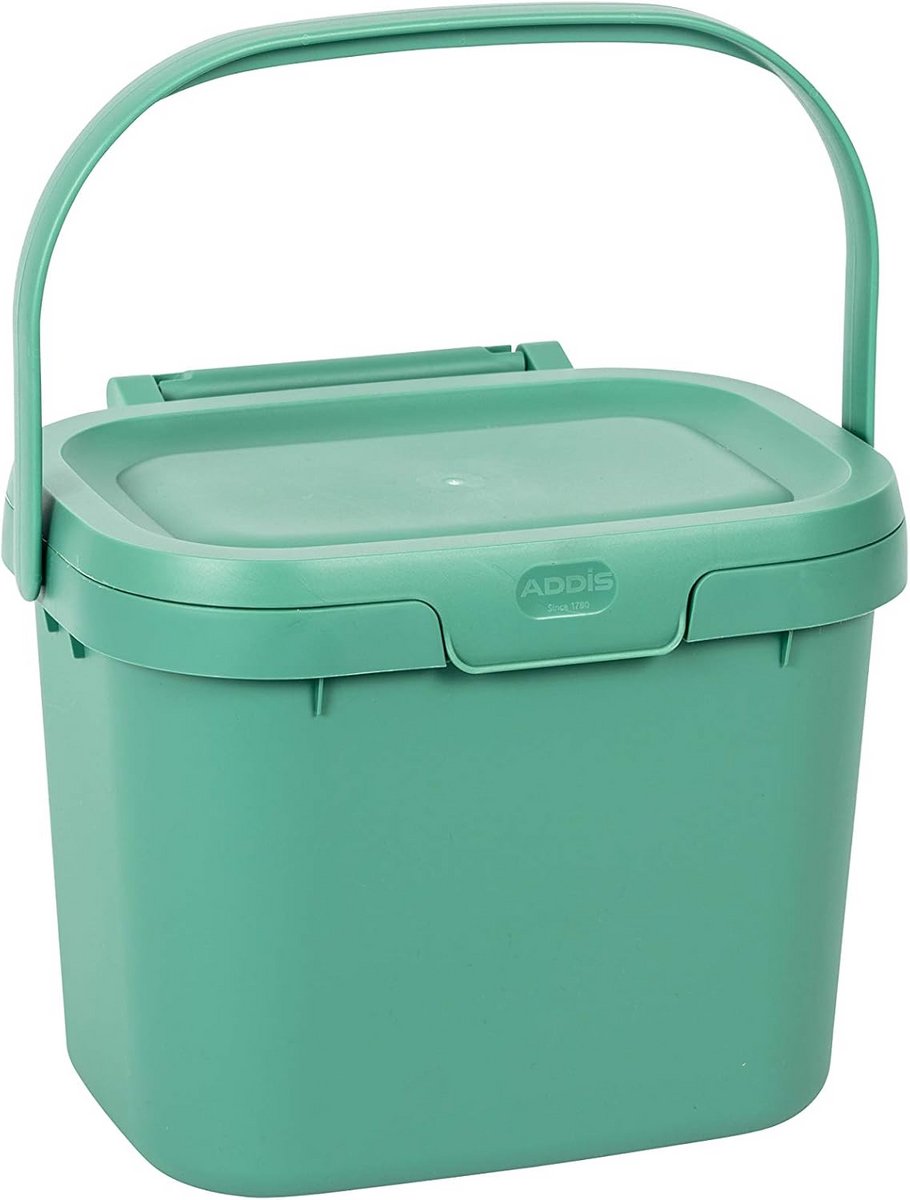 Keuken Afvalbak - Compost Caddy - Dagelijks Composteren - Met Draaggreep - 45 Liter - Salie Groen