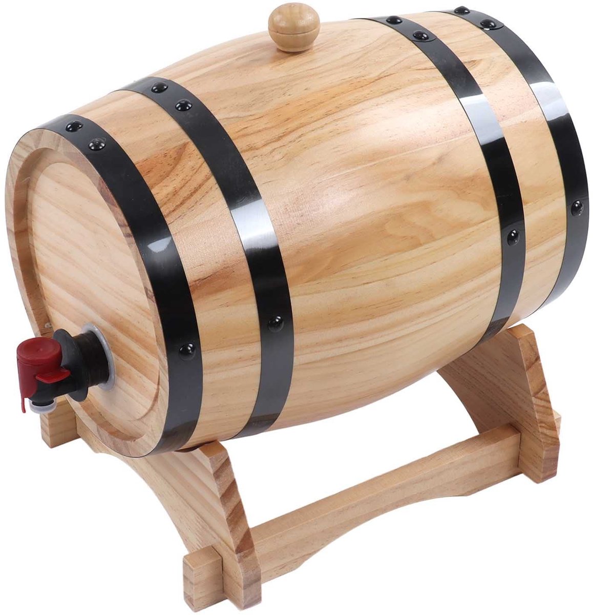 Dailygoods- Houten Wijnvat 5L - Vintage Houten Whisky Vaten - Inclusief Beugelset - Met Ve