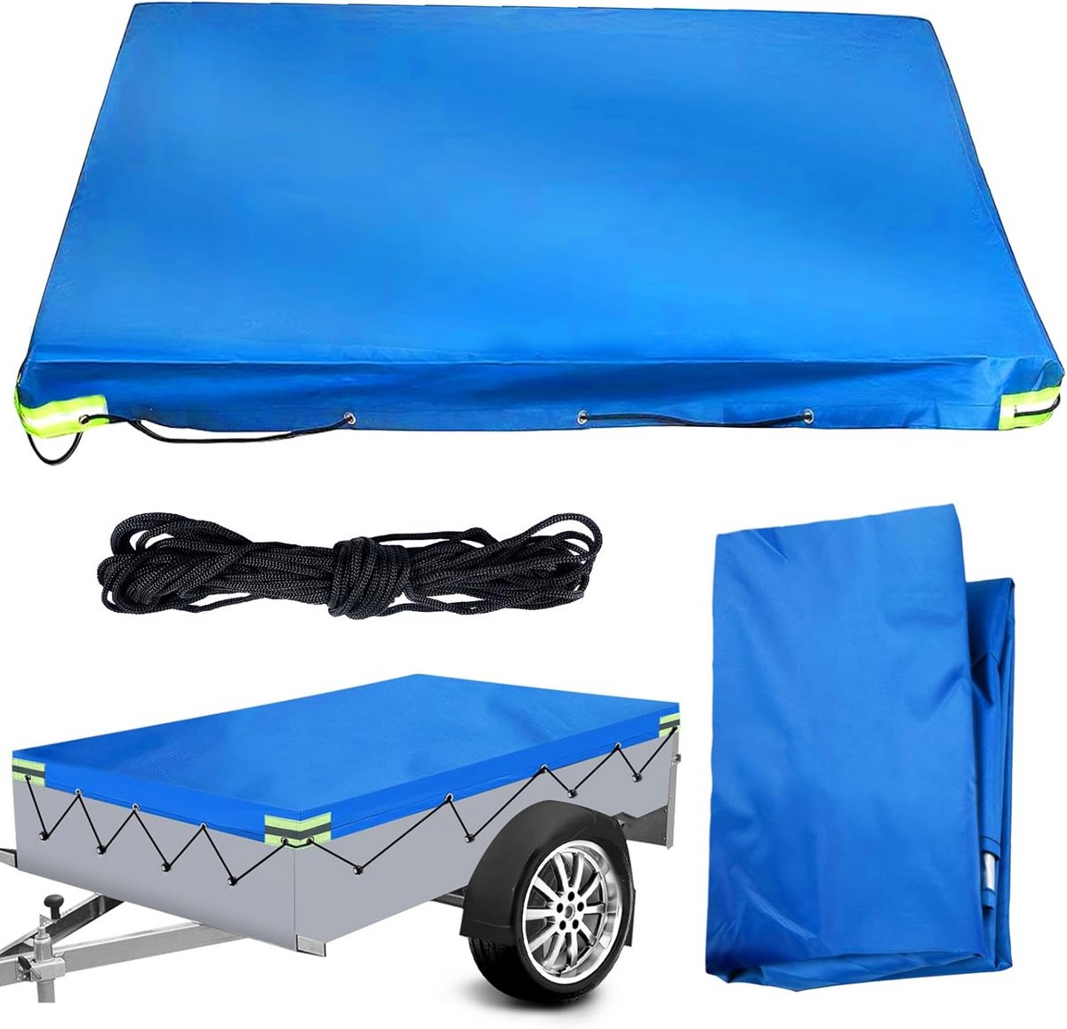Aanhangerafdekking - Plat zeil - Lading beschermen - Waterdicht Oxford stof - 209 x 115 cm - Blauw