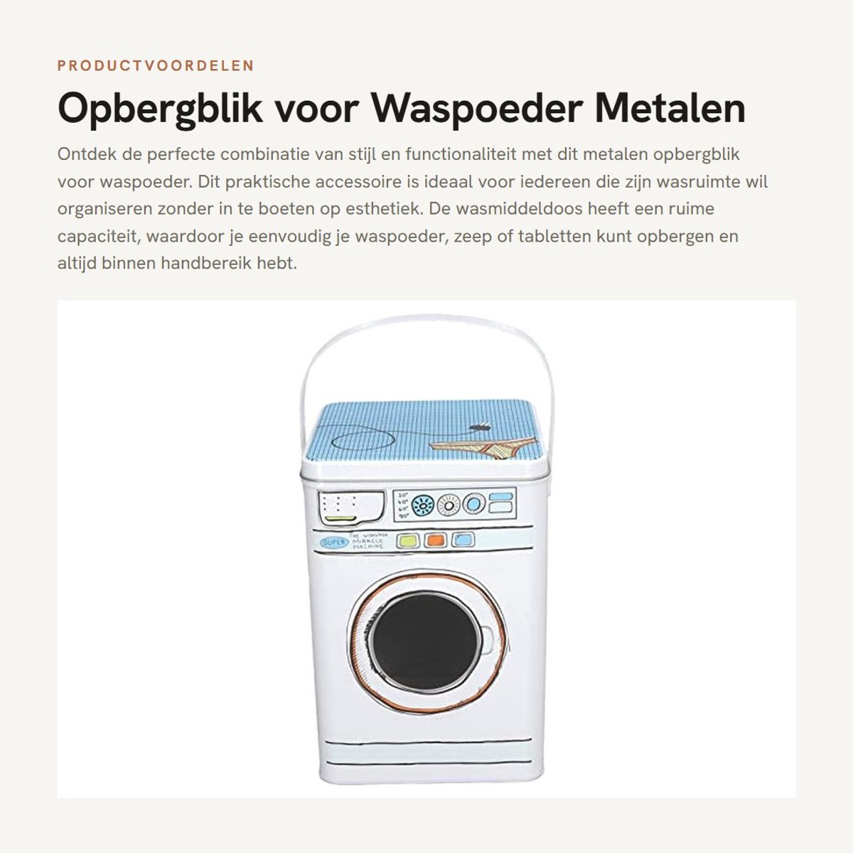 JHUBERS- Wasmiddeldoos Grote Capaciteit - Opbergdoos met Deksel - Roestvrij Staal - Transparant Venster - Multifunctioneel - Handgrepen