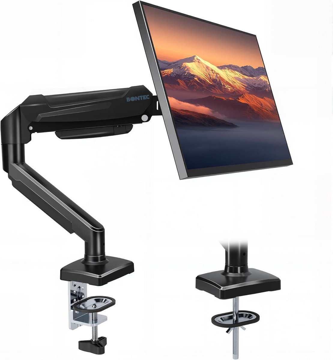 Monitor Bureau Arm - Gasveer Monitorsteun - Ergonomisch Werken - Verstelbare Gasveer - 15-32 Inch - Zwart