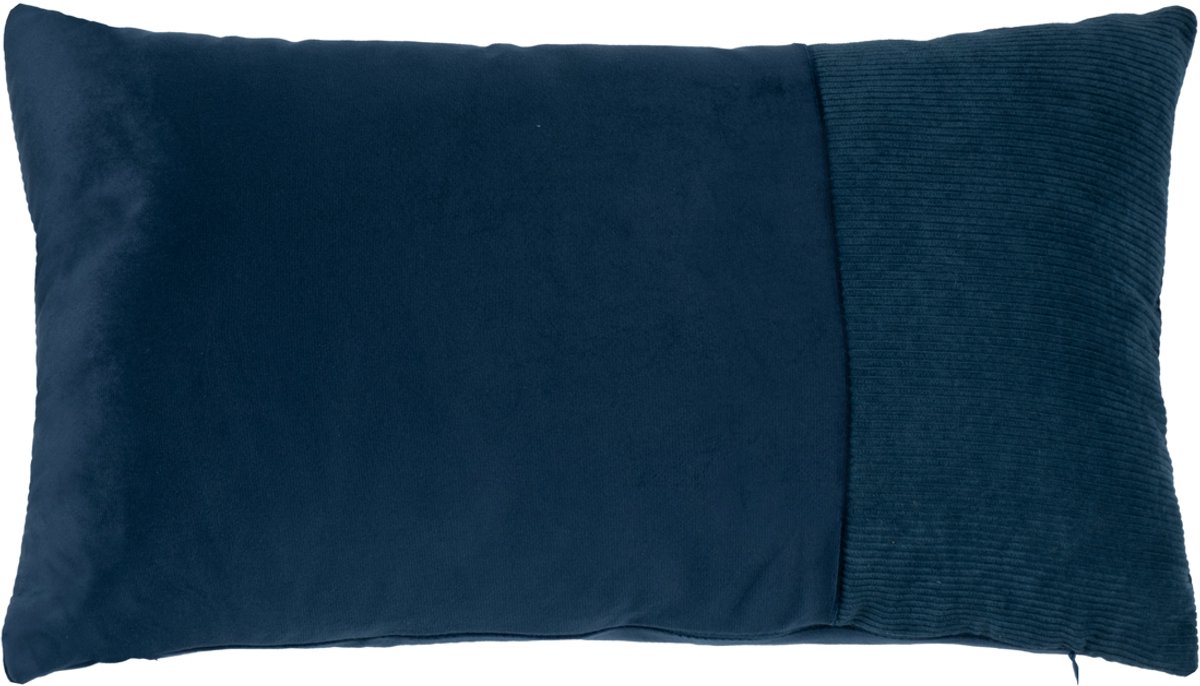 Cushion velvet blue & corduroy 30 x 50 cm