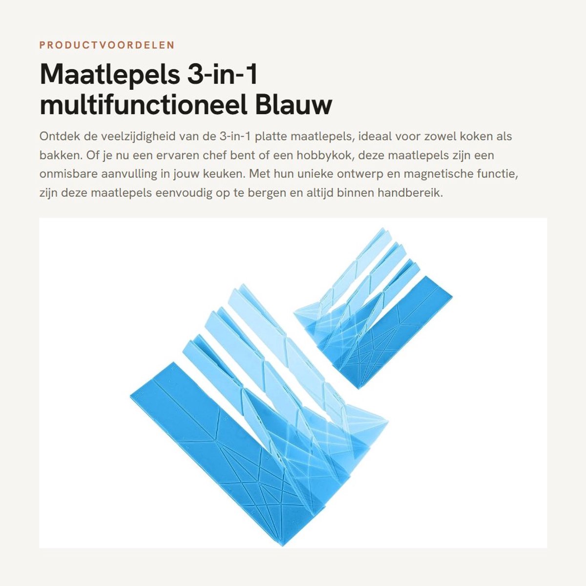 Dailygoods- Maatlepels 3-in-1 - Siliconen Keukengerei - Vouwmaatlepels - Multifunctioneel - 2 Stuks - Blauw - 6 Maten