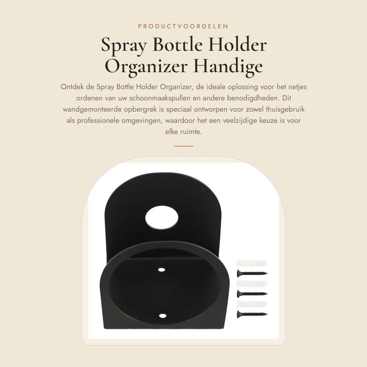 Wandgemonteerde Spray Bottle Holder - Zwart - Handige Opbergoplossing