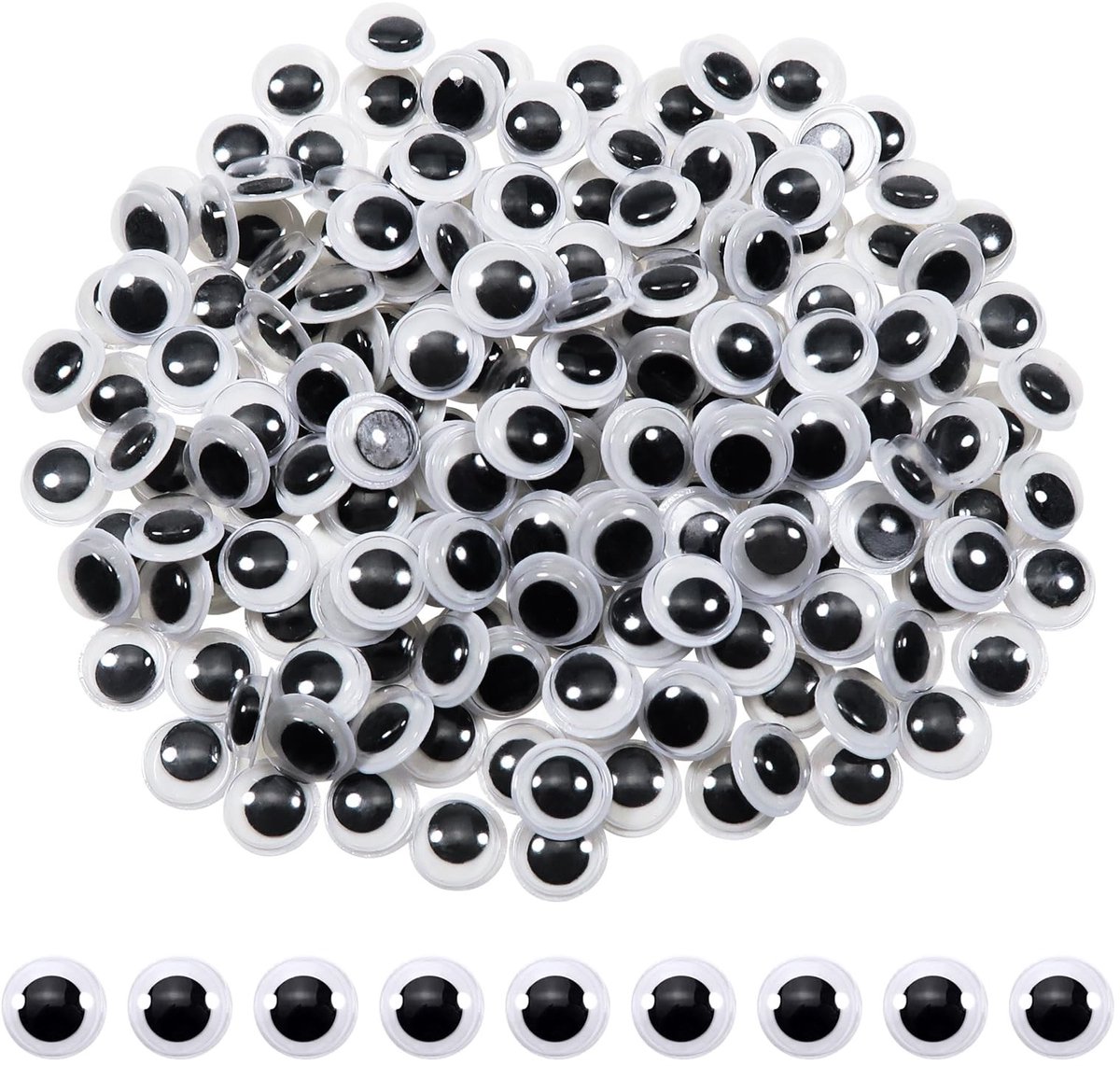 Dailygoods- Wiebelogen Zelfklevend 10 mm - 100 Stuks - Kunststof - Creatief voor Scrapbooking - Wiebeloogjes - Wiebeloogjes Groot - Googly Eyes