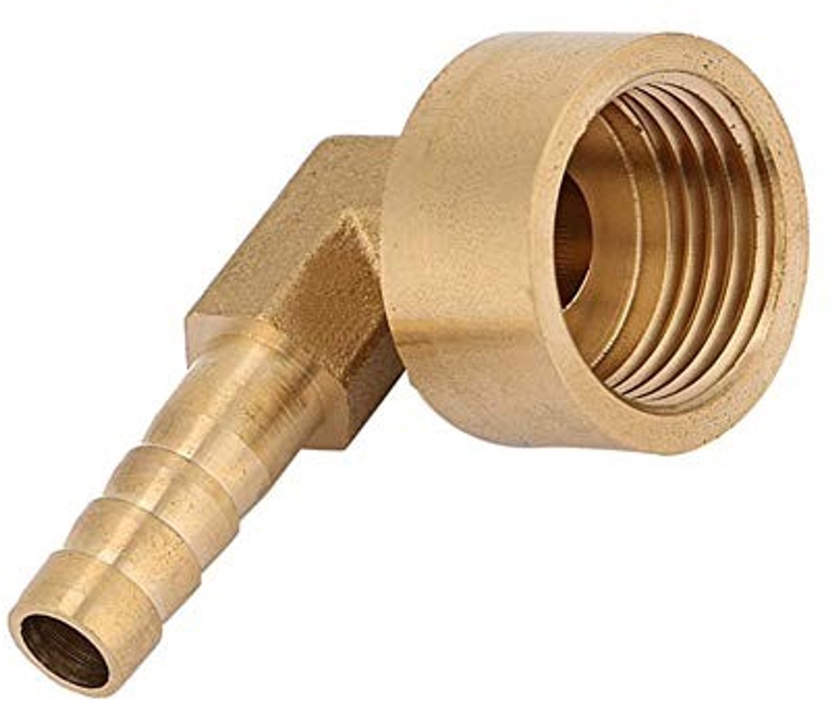Dailygoods - 90 graden elleboog fitting - Messing slangkoppeling - Strakke sluiting - 10 mm - Weerhaak connector - G1/2 binnendraad - Geschikt voor fl...