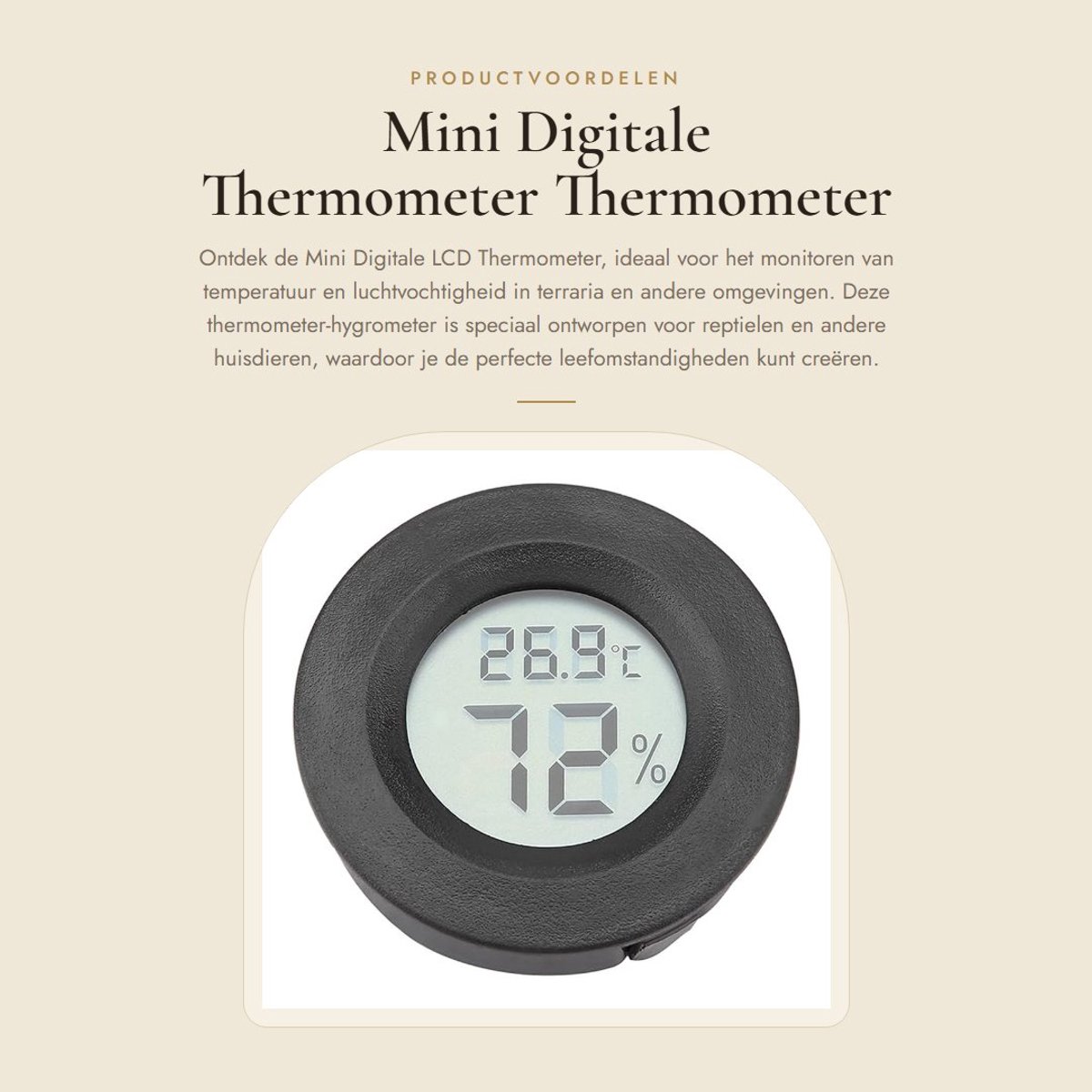 Dailygoods - Mini Digitale Thermometer - Thermometer Hygrometer - Snelle Temperatuurweergave - Zwart - Vochtigheidsmeter - Geschikt voor Reptielen - C...