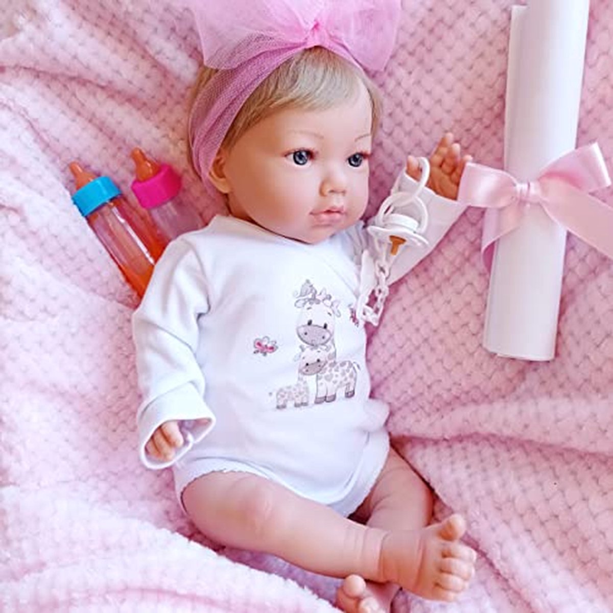 Babypop siliconen - Reborn pop - Fantasierijk spelen - Handgemaakte details - 48 cm 2 kg - Blauw