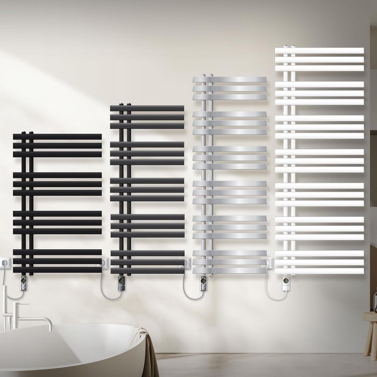 Elektrische Badkamer Radiator - Handdoekwarmer Paneel - Badkamer Verwarmen - 2-in-1 Verwarming Droger - 500x1200 mm - Chroom