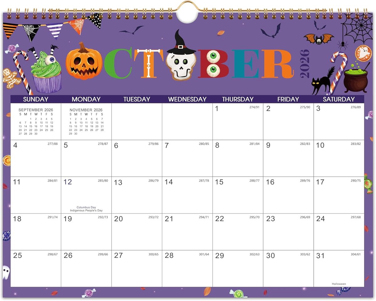 Wandkalender 2026 - Jaarplanner - Planning maken - 16 maanden overzicht - 346 x 285 cm - Blauw