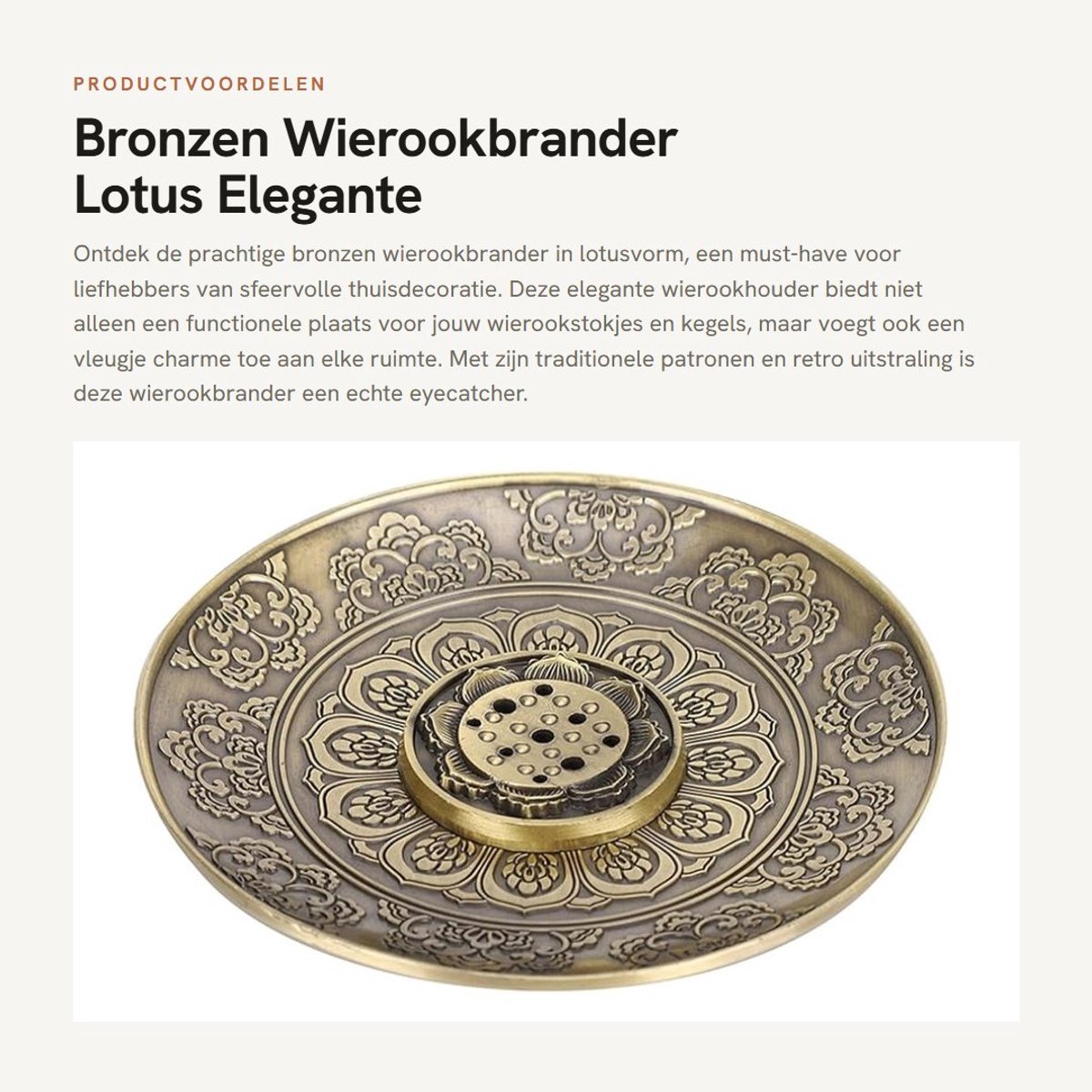 Dailygoods- Wierookbrander Elegant Ontwerp - Wierookhouder - Wierookstokjes - Zinklegering - Retro Drakenlandpatroon - Diameter 9,7 cm