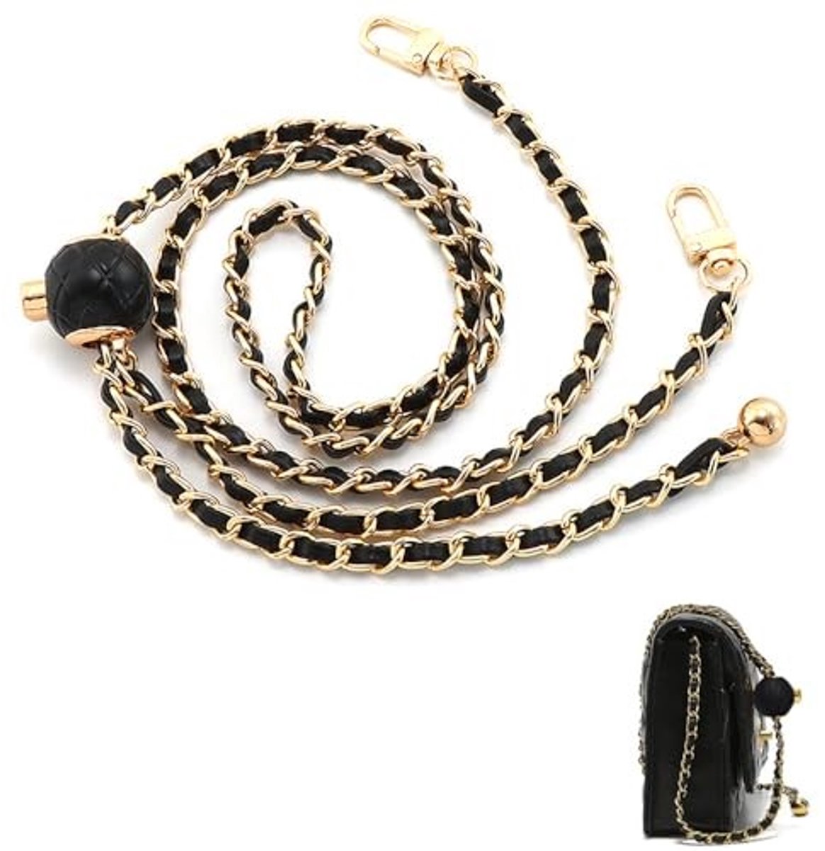 Dailygoods- Handtasketting 120 cm - Vervangende Schouderriem - Schouderband voor Tas - PU-leer + IJzeren Ketting - Elegant Accessoire