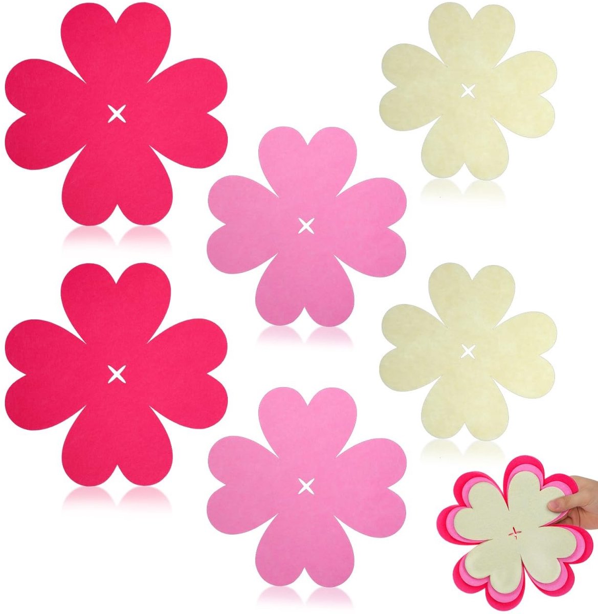 Dailygoods- Pannenverdeler 6 Stuks - Bloemenvorm - Pannenbeschermers - Kookgerei - Stapelbaar - Afmetingen 23x23 cm / 20x20 cm / 18x18 cm