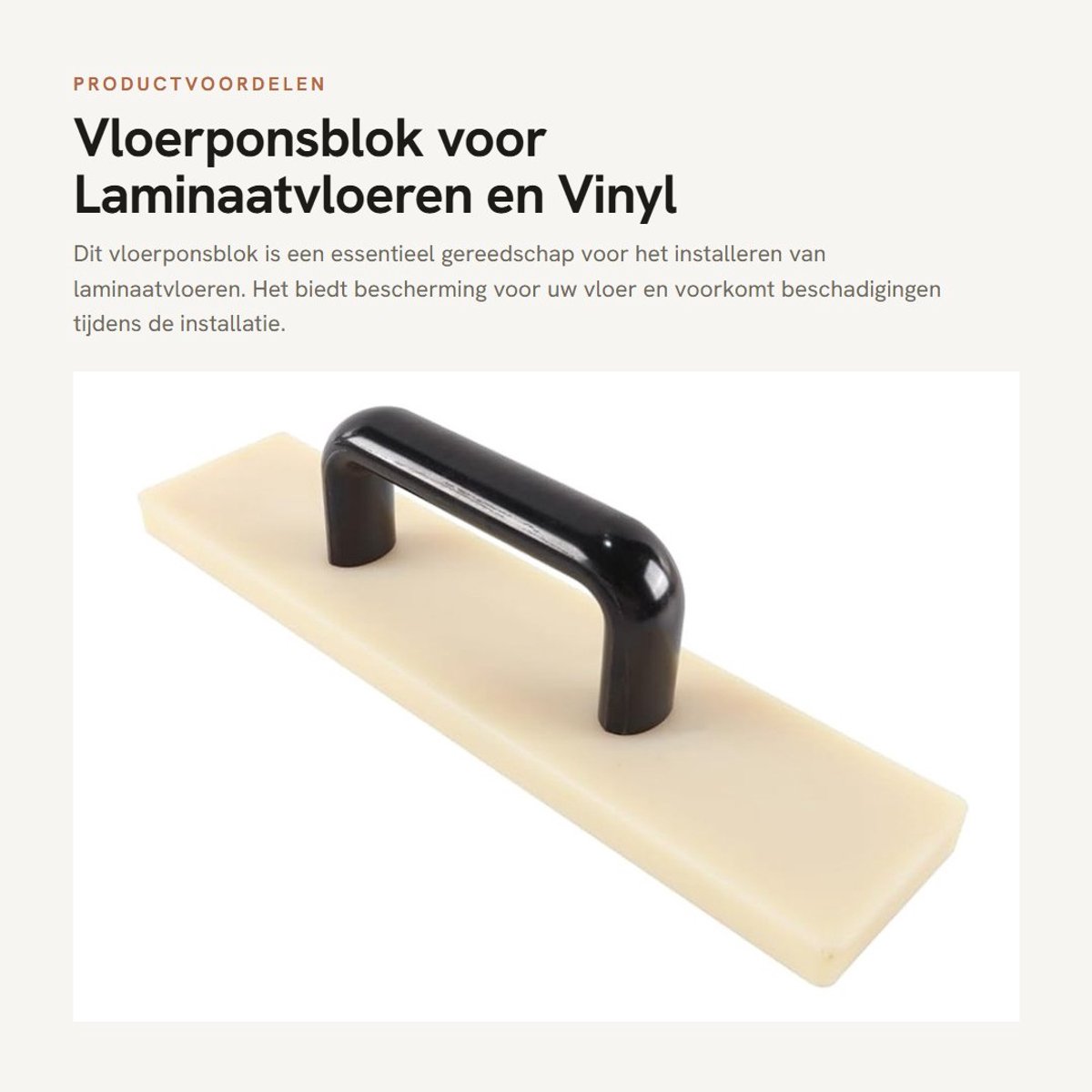 Dailygoods- Vloerponsblok 300 mm - Laminaatgereedschap - Vinylgereedschap - Slagblok - Bescherming - Lichtgewicht nylon - Vloergereedschap