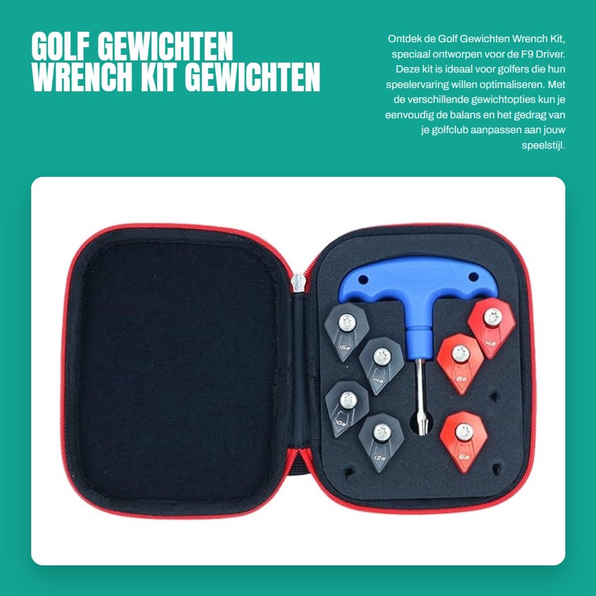 Dailygoods- Golf Gewichten Set 7 Stuks - Compatibel met F9 Driver - Aluminiumlegering - Inclusief Sleutel - Rood/Zwart - Hoogwaardige Vervanging - Gewichtset