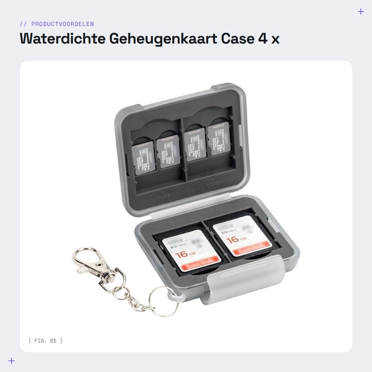 Dailygoods- Opbergkoffer Waterbestendig - Geheugenkaart Koffer - Robuust - PP Materiaal - Met Korte Ketting - Bescherming tegen Stof en Vocht - Geheugenkaarthoes