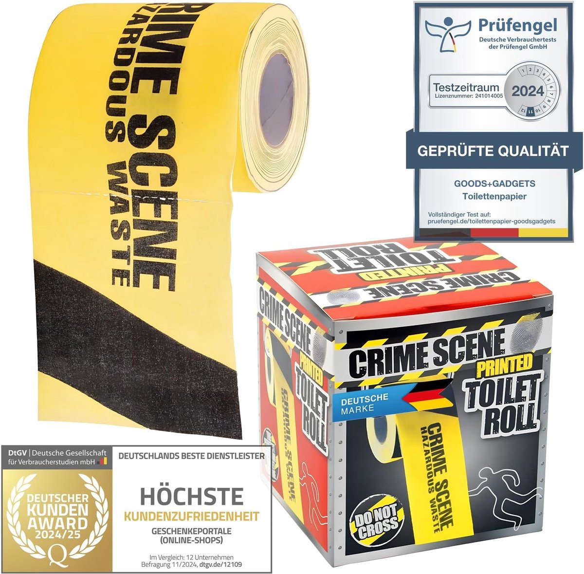 Grappig Toiletpapier - Nieuwigheidscadeau - Feestdecoratie - Plaats Delict Print - 200 Vellen - Wit