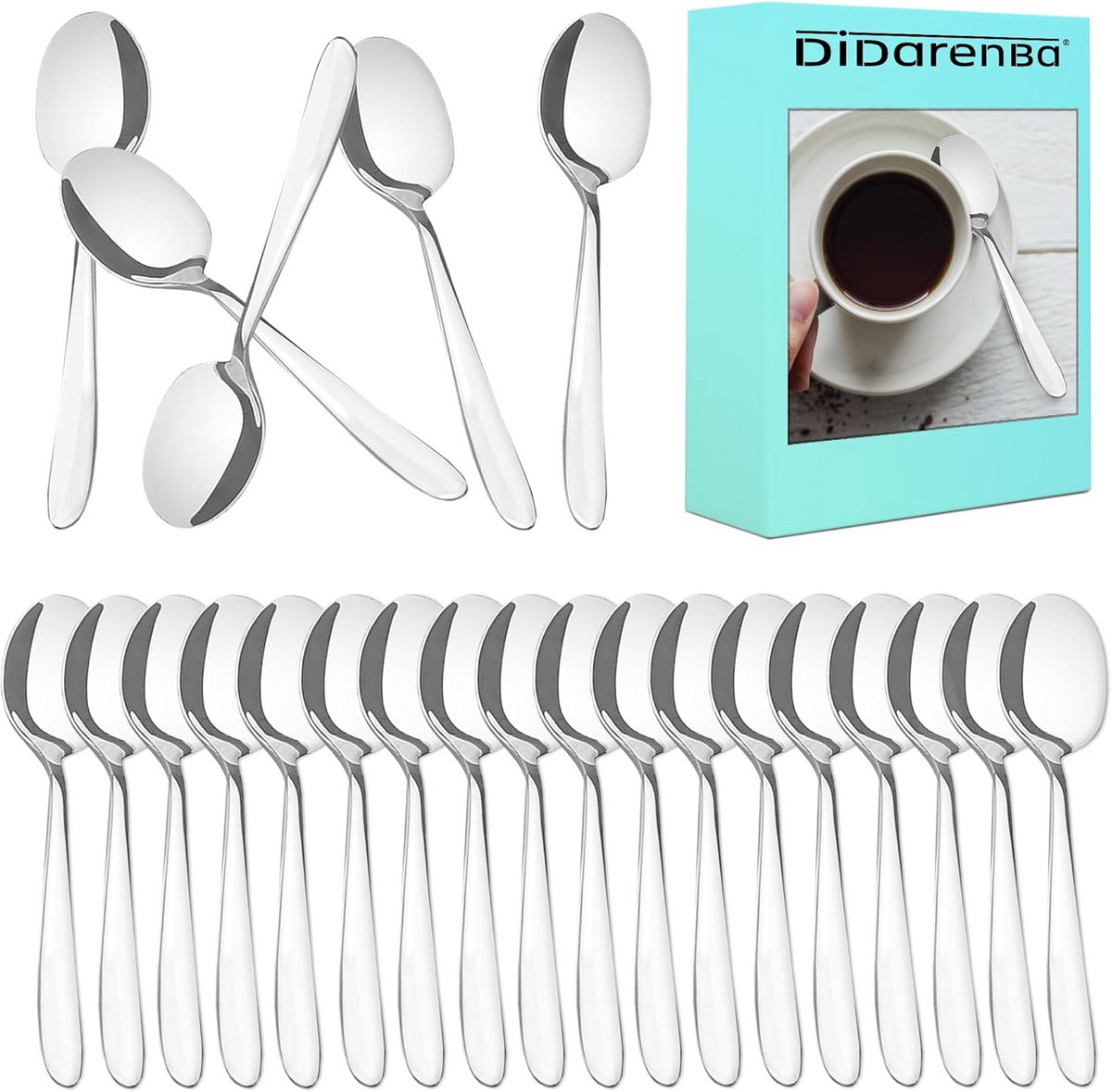 Koffielepels Set - Dessertlepels - Koffie Serveren - Vaatwasserbestendig - 24 Stuks 11cm - Zilver