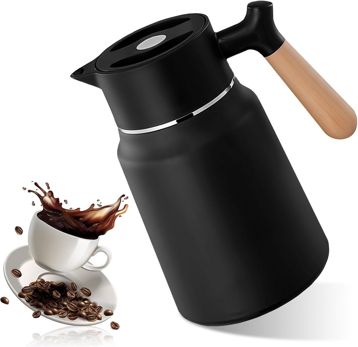 Thermoskan 15 liter - Koffiekan Thermo - Dranken Warm Houden - Dubbele Vacuüm Isolatie - 14 x 23 cm - Zwart