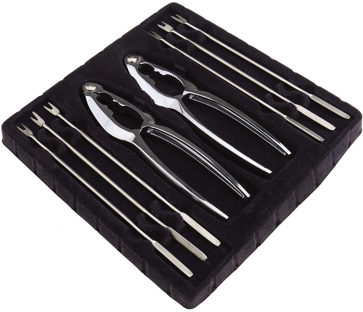 Dailygoods- Notenkraker 8-delige Set - Zeevruchten/Schaaldieren - Kreeft/Cracker - Roestvrij Staal - Elegant Ontwerp - 15x3.7cm - Krabcracker