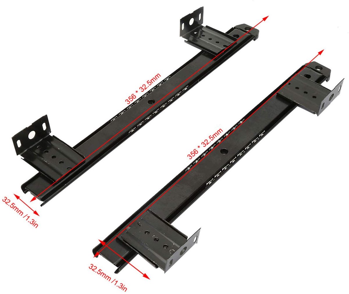 Dailygoods- Toetsenbordrail - 2 Stuks - Verstelbaar - Koudgewalst Staal - Antislip - Schokbestendig - 356 x 32,5 mm - Toetsenbordsteun