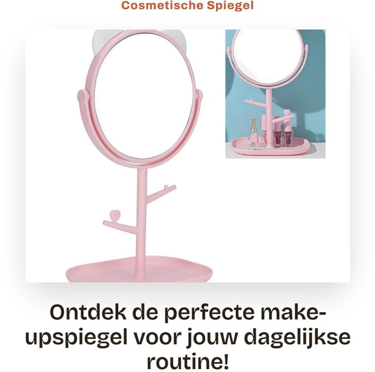 Dailygoods- Make-upspiegel met Opbergvak - Verstelbare Spiegel - Draagbare Tafelblad Verlichting - Slijtvast en Duurzaam - Innovatief Ontwerp - Cosmeticaspiegel