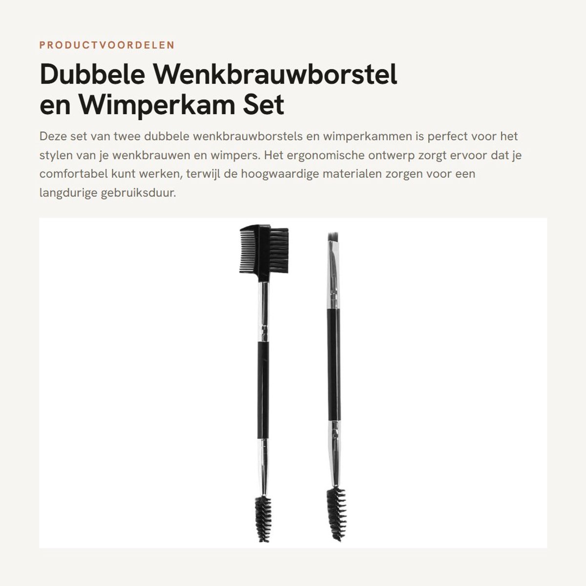Dailygoods- Wenkbrauwborstel Dubbelzijdig - Wimperkam - Wimperborstel - Make-uptool - Ergonomisch Handvat - Lichtgewicht en Duurzaam