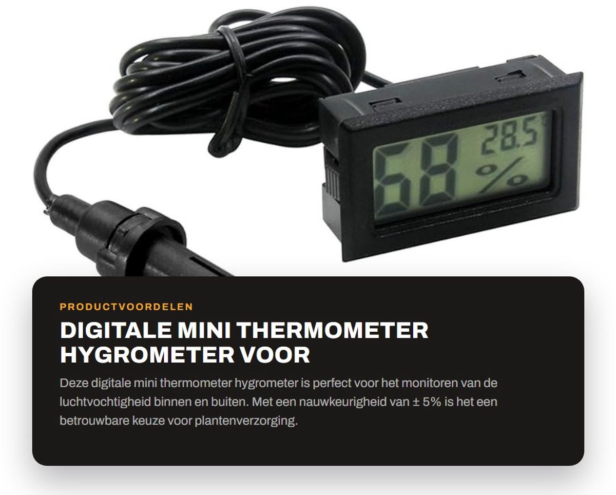 Dailygoods- Thermometer Hygrometer Nauwkeurige Metingen - Digitale Sonde - Vochtigheidscontrole - Lichtgewicht - Draagbaar - Vochtigheidsnauwkeurigheid ± 5% - Klimaatmeter