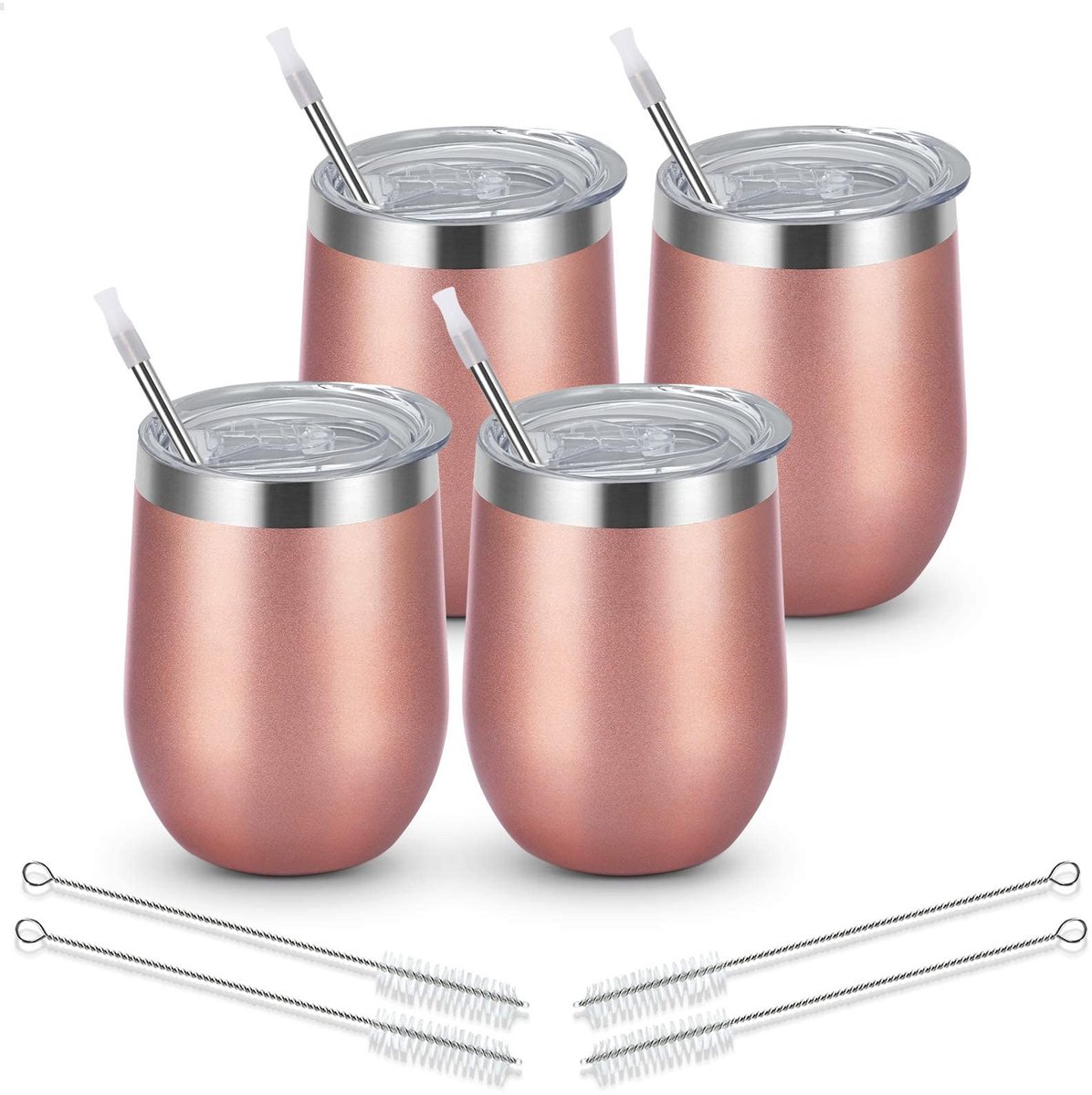 Dailygoods- Wijnbeker Dubbelwandig 350ml - Roestvrij Staal - Vacuüm Geïsoleerd - Deksel - Reiskoffer - Breukveilig - Tumbler