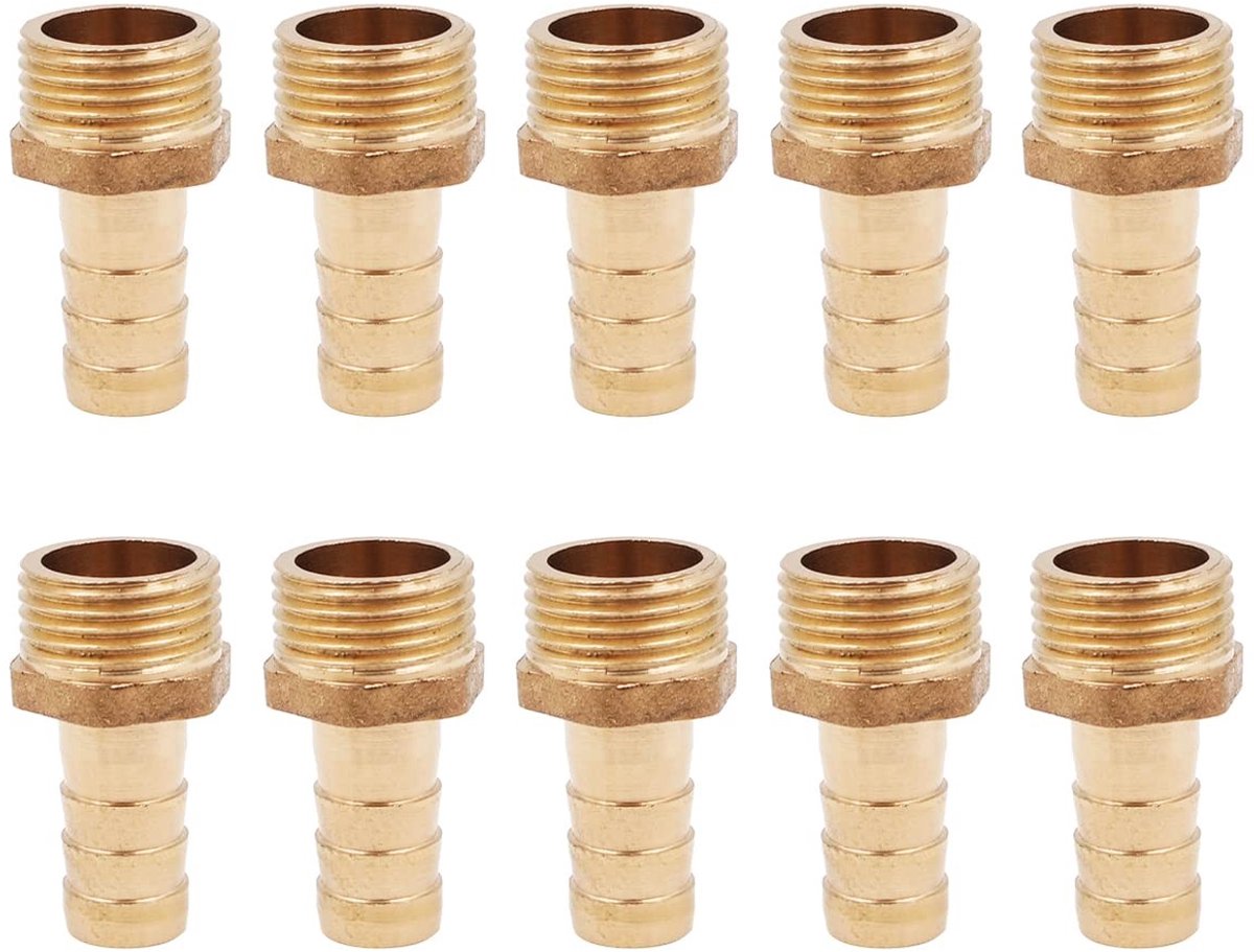 Dailygoods - Slang Pijp Tap Connector - Messing Nozzle Adapter - 10Pcs - 3/8 10mm - Voor Vijver en Pool - Tuin en Zwembad Toepassingen