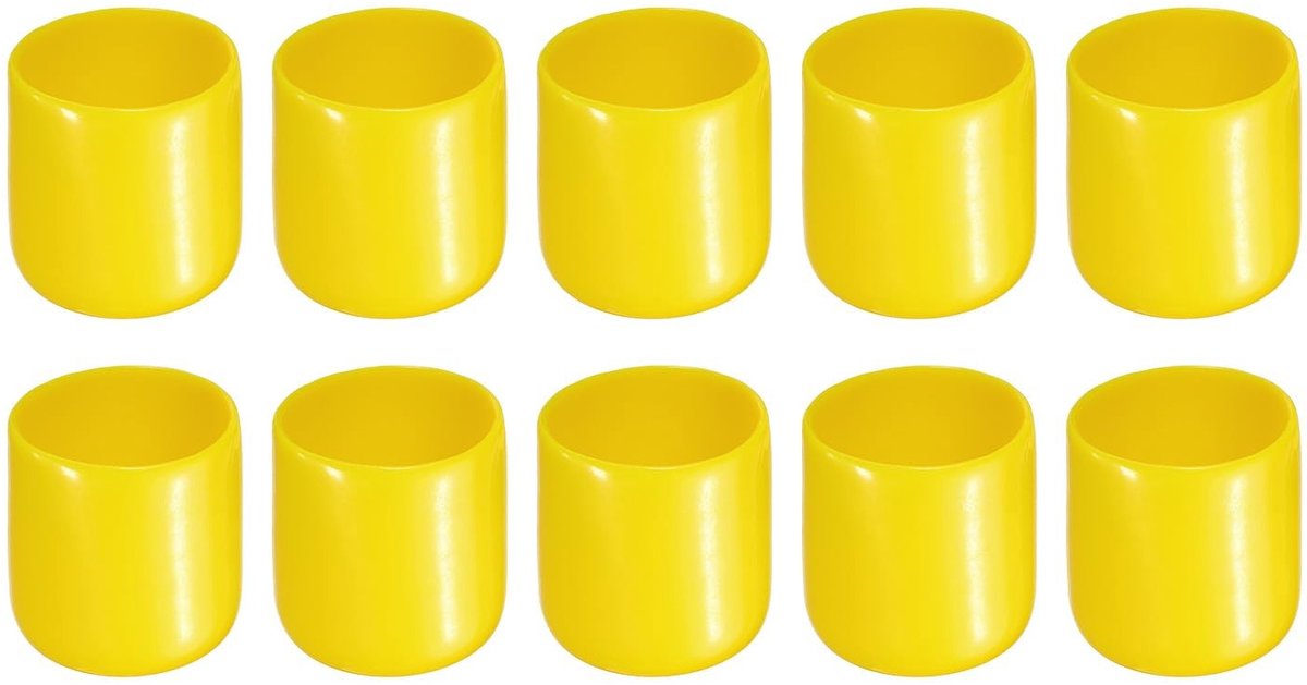 Dailygoods- Eindkappen 10 Pack - Rubber - Beschermkap voor Schroef/Bout - 25 mm Binnendiameter - Slijtvast - Geel - Roestpreventie