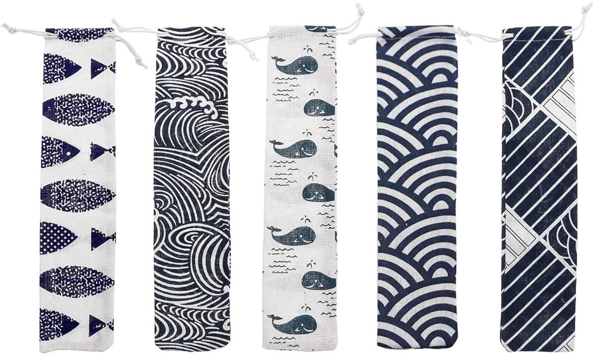 Dailygoods- Opbergzakjes Set van 5 - Herbruikbare Stoffen Zakjes - Trekkoordsluiting - Milieuvriendelijk - Ideaal voor BBQ/Picknick - Eenvoudige Opberging - Opbergzak