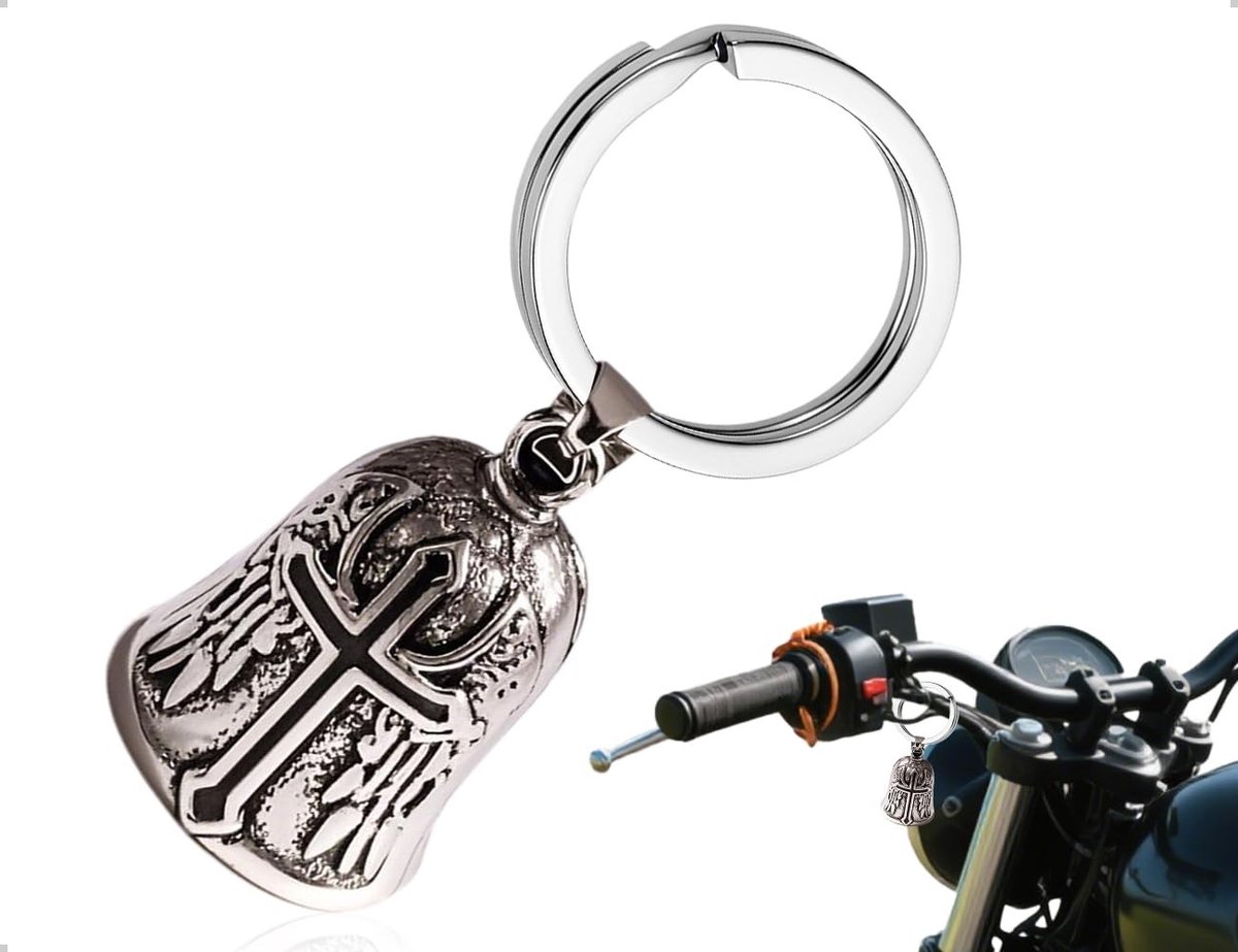 Dailygoods- Motorbel - Zinklegering - Gepersonaliseerd Accessoire - Retro Hanger - Stevig en Duurzaam - Gelukshanger met Sleutelring - Fietsbel