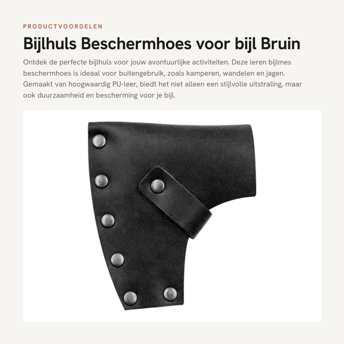 Dailygoods- Bijlhuls Hoogwaardig Leer - Beschermhoes - Verstelbare Riem - Voor Buiten - Kamperen/Wandelen/Jagen - Afmetingen 10,5 x 9 x 4 cm - Bijlhoes