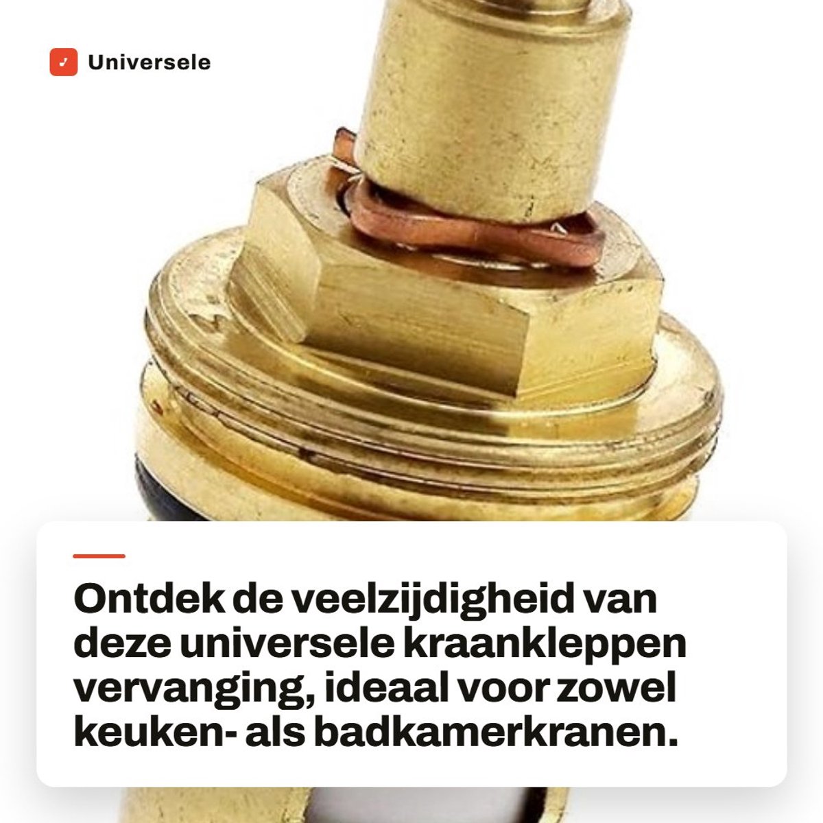 Dailygoods- Kraanklep Universele Vervanging - Messing - Keramische Disc - G 1/2 - 20 Tanden - Geschikt voor Keuken/Badkamer - Kraanonderdeel