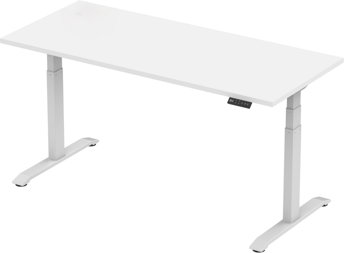 Zit-sta bureau elektrisch verstelbaar - 140 x 80 cm - hoogte 65-130 cm - NPR 1813 & NEN-EN 527 - wit onderstel / puur wit blad