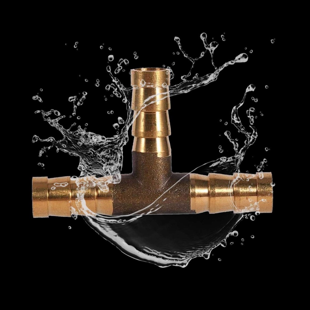 Dailygoods- Tstuk Messing 3-Weg - Verbindingsstuk - Brandstofslang - Perslucht - Water/Gas/Olie - Eenvoudige Installatie - Slangconnector